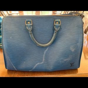 Louis Vuitton blue Eli leather satchel - worn